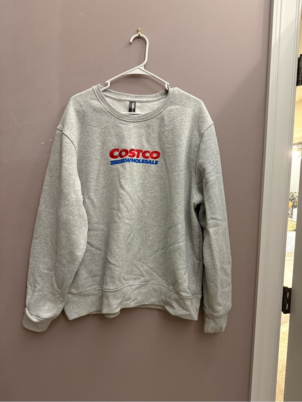 Kirkland Signature Gray Crewneck with Red and Blue Logo